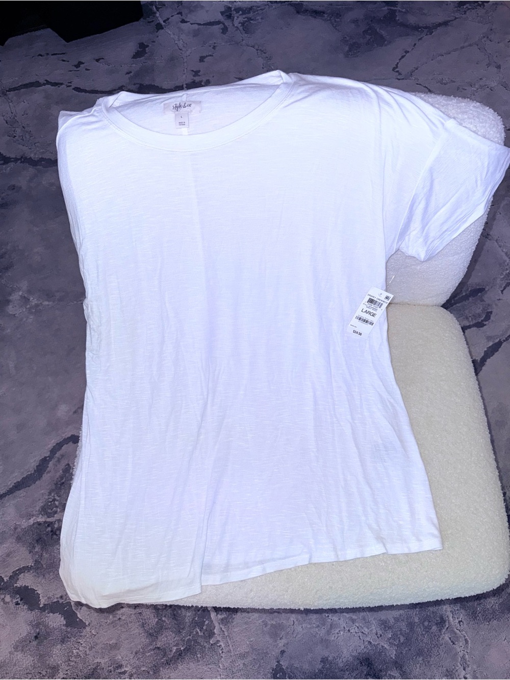 NWT Style & Co white flowy t shirt Large & Small